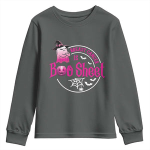 Breast Cancer Is Boo Sheet Youth Sweatshirt October Ghost Pink Ribbon TS10 Dark Heather Print Your Wear