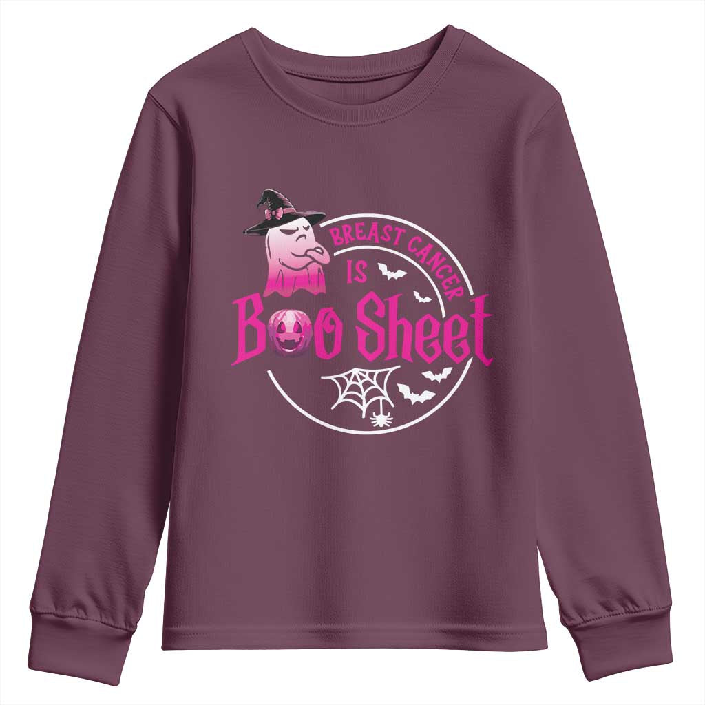 Breast Cancer Is Boo Sheet Youth Sweatshirt October Ghost Pink Ribbon TS10 Maroon Print Your Wear