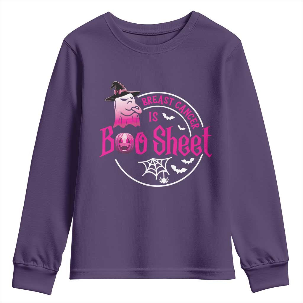 Breast Cancer Is Boo Sheet Youth Sweatshirt October Ghost Pink Ribbon TS10 Purple Print Your Wear