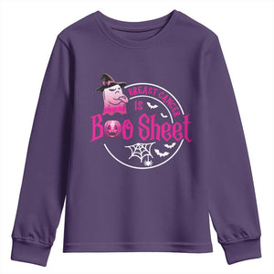 Breast Cancer Is Boo Sheet Youth Sweatshirt October Ghost Pink Ribbon TS10 Purple Print Your Wear