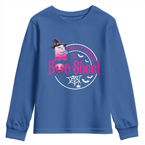 Breast Cancer Is Boo Sheet Youth Sweatshirt October Ghost Pink Ribbon TS10 Royal Blue Print Your Wear