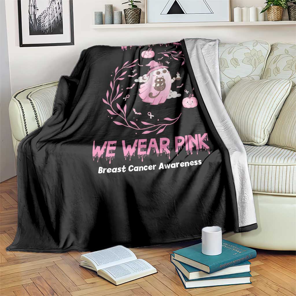 Breast Cancer Halloween Throw Blanket In October Ghost Wear Pink Black Cat TS10 Print Your Wear