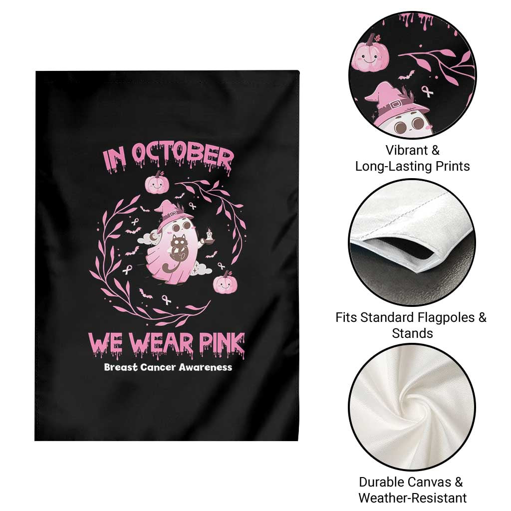 Breast Cancer Halloween Garden Flag In October Ghost Wear Pink Black Cat TS10 Print Your Wear