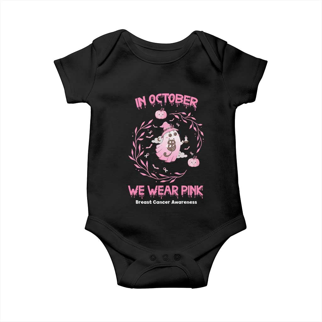 Breast Cancer Halloween Baby Onesie In October Ghost Wear Pink Black Cat TS10 Black Print Your Wear