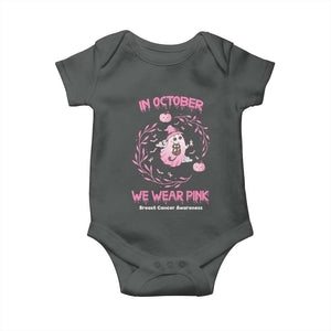 Breast Cancer Halloween Baby Onesie In October Ghost Wear Pink Black Cat TS10 Dark Heather Print Your Wear