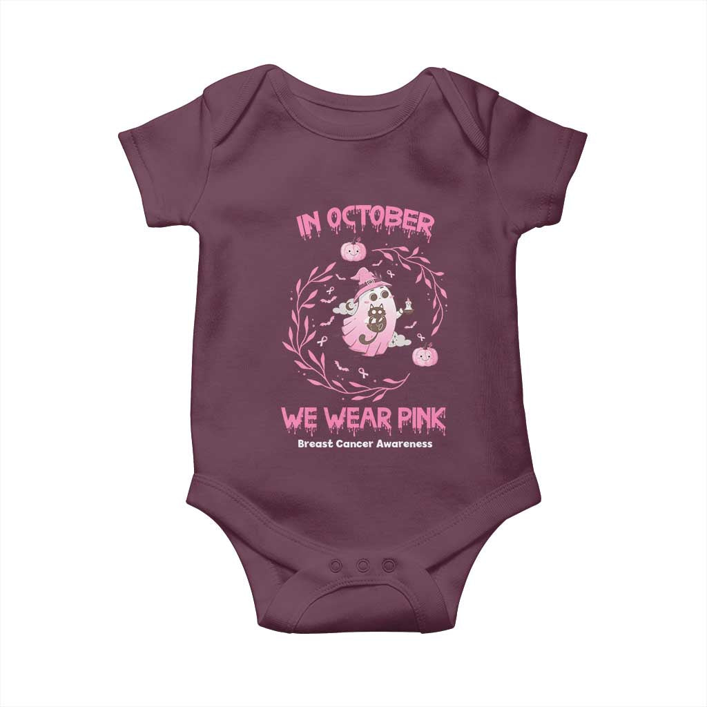 Breast Cancer Halloween Baby Onesie In October Ghost Wear Pink Black Cat TS10 Maroon Print Your Wear
