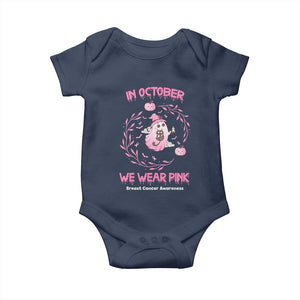Breast Cancer Halloween Baby Onesie In October Ghost Wear Pink Black Cat TS10 Navy Print Your Wear