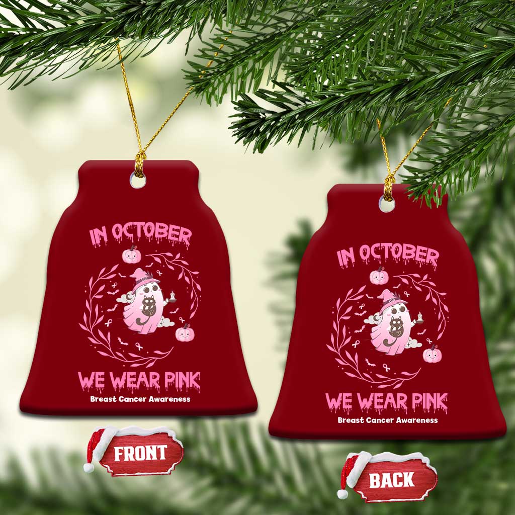 Breast Cancer Halloween Ceramic Ornament In October Ghost Wear Pink Black Cat TS10 Print Your Wear