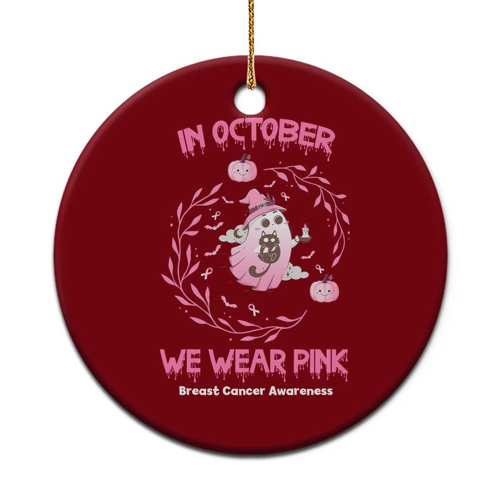 Breast Cancer Halloween Ceramic Ornament In October Ghost Wear Pink Black Cat TS10 1pc Red Print Your Wear