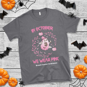 Breast Cancer Halloween T Shirt In October Ghost Wear Pink Black Cat TS10 Charcoal Print Your Wear