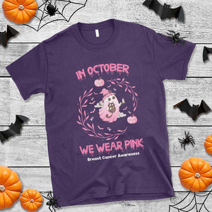 Breast Cancer Halloween T Shirt In October Ghost Wear Pink Black Cat TS10 Purple Print Your Wear
