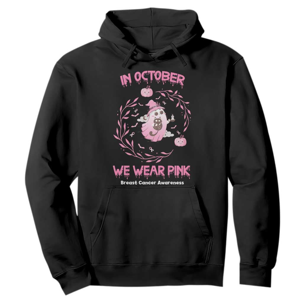 Breast Cancer Halloween Hoodie In October Ghost Wear Pink Black Cat TS10 Black Print Your Wear