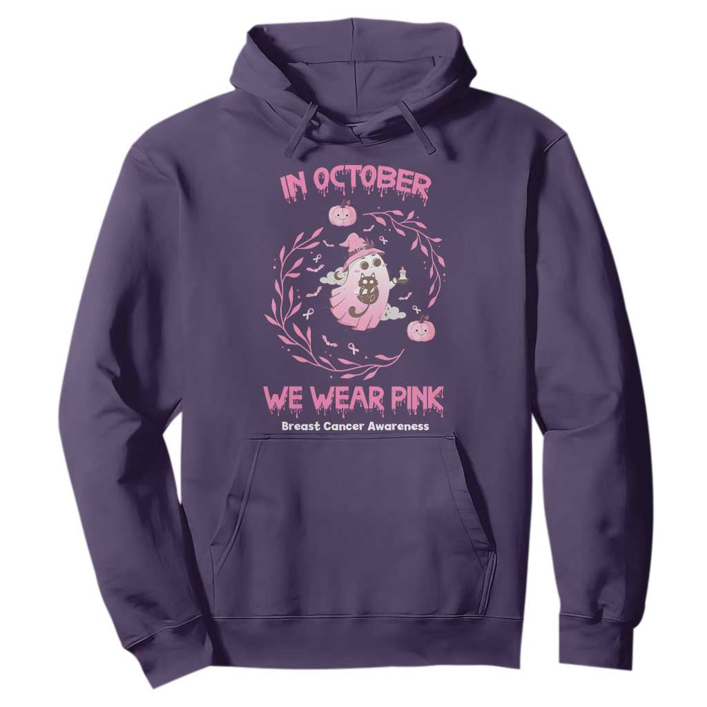Breast Cancer Halloween Hoodie In October Ghost Wear Pink Black Cat TS10 Purple Print Your Wear