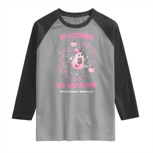 Breast Cancer Halloween Raglan Shirt In October Ghost Wear Pink Black Cat TS10 Sport Gray Black Print Your Wear