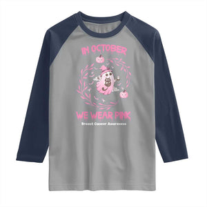 Breast Cancer Halloween Raglan Shirt In October Ghost Wear Pink Black Cat TS10 Sport Gray Navy Print Your Wear