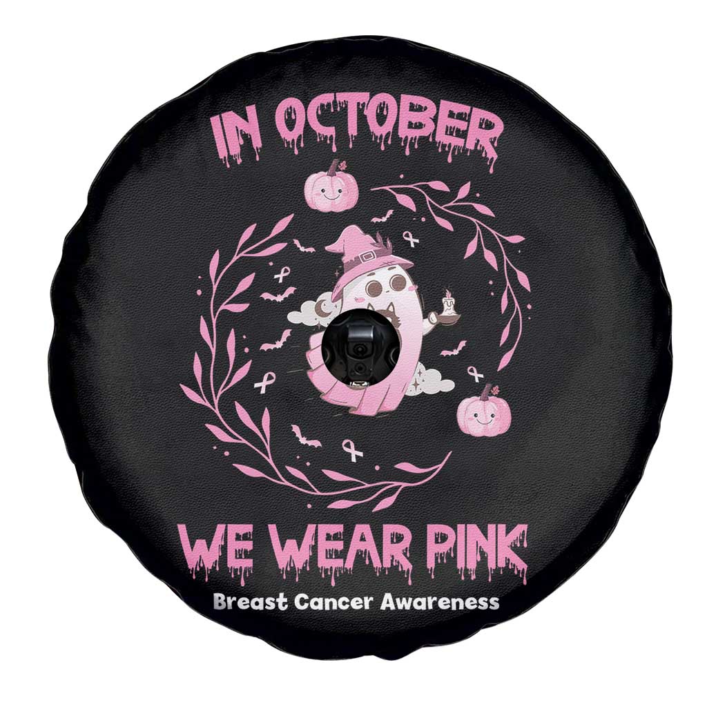 Breast Cancer Halloween Spare Tire Cover In October Ghost Wear Pink Black Cat TS10 Print Your Wear