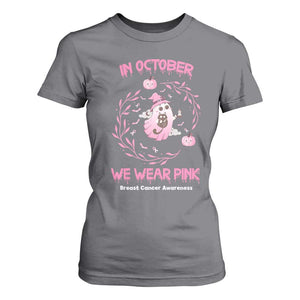 Breast Cancer Halloween T Shirt For Women In October Ghost Wear Pink Black Cat TS10 Charcoal Print Your Wear