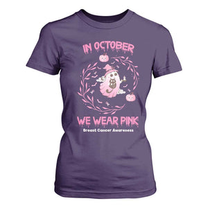 Breast Cancer Halloween T Shirt For Women In October Ghost Wear Pink Black Cat TS10 Purple Print Your Wear
