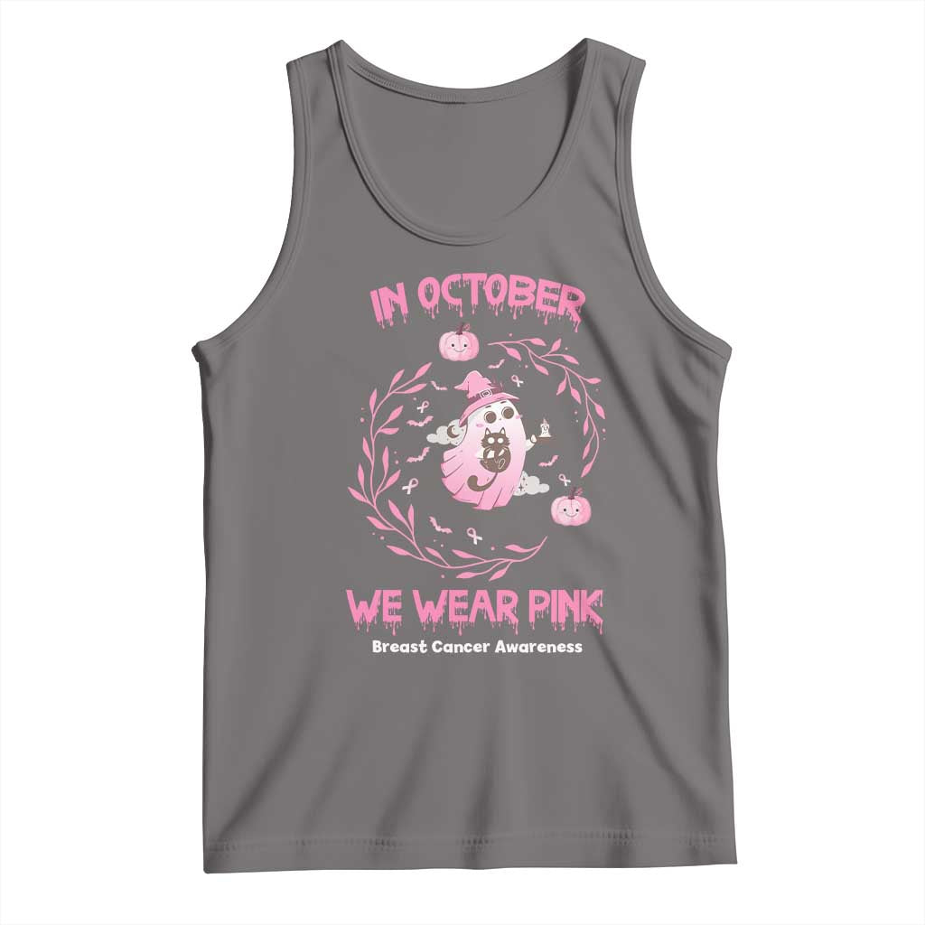 Breast Cancer Halloween Tank Top In October Ghost Wear Pink Black Cat TS10 Deep Heather Print Your Wear