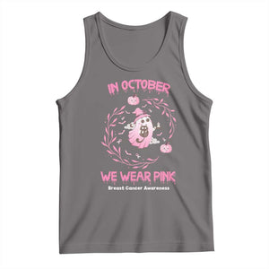 Breast Cancer Halloween Tank Top In October Ghost Wear Pink Black Cat TS10 Deep Heather Print Your Wear