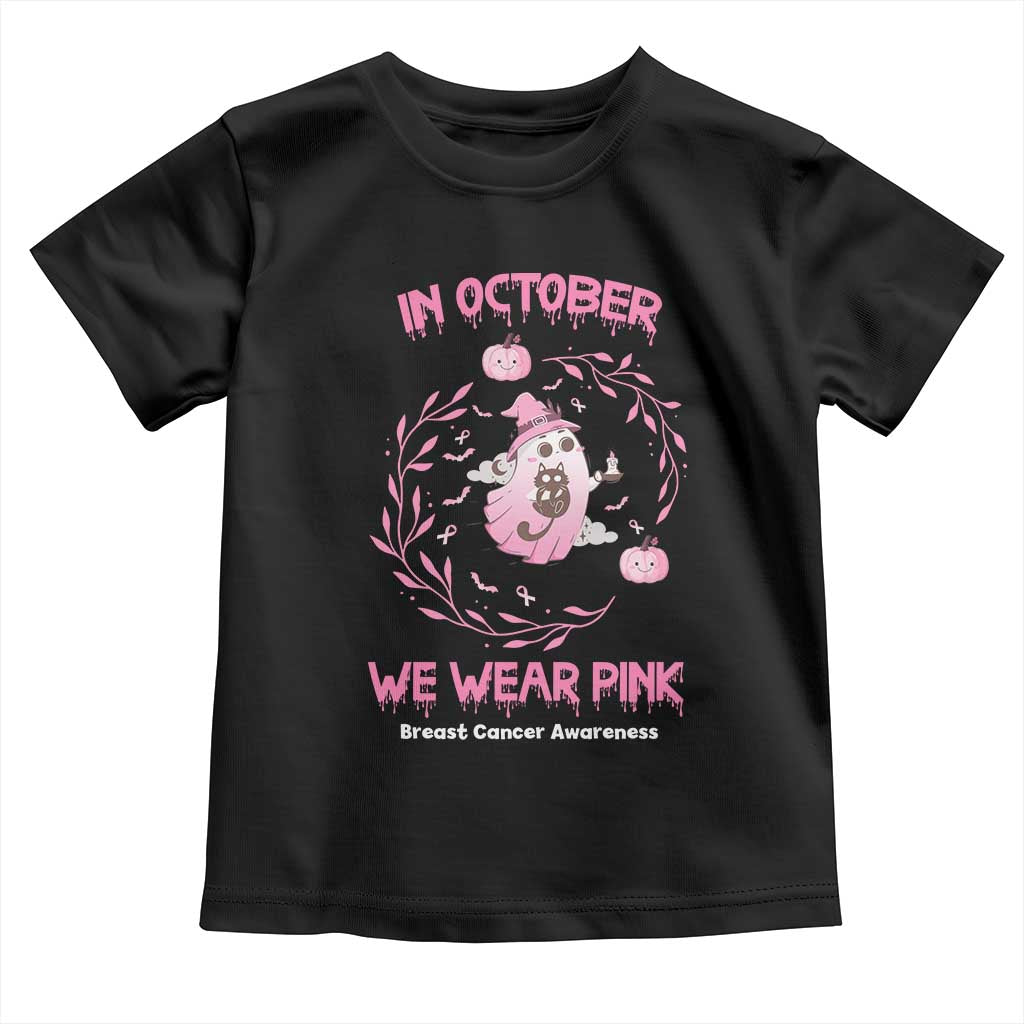 Breast Cancer Halloween Toddler T Shirt In October Ghost Wear Pink Black Cat TS10 Black Print Your Wear