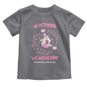 Breast Cancer Halloween Toddler T Shirt In October Ghost Wear Pink Black Cat TS10 Charcoal Print Your Wear