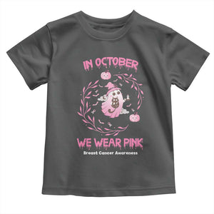 Breast Cancer Halloween Toddler T Shirt In October Ghost Wear Pink Black Cat TS10 Dark Heather Print Your Wear