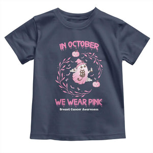 Breast Cancer Halloween Toddler T Shirt In October Ghost Wear Pink Black Cat TS10 Navy Print Your Wear
