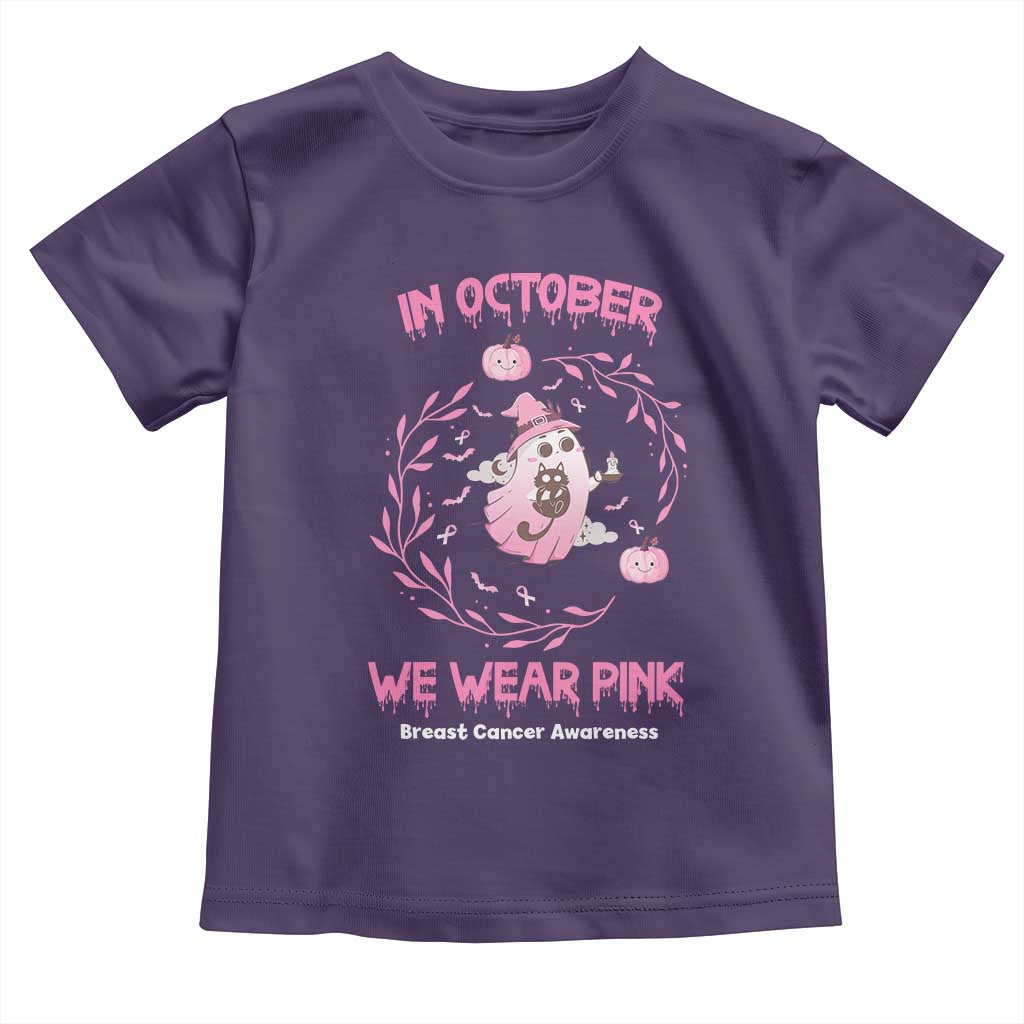 Breast Cancer Halloween Toddler T Shirt In October Ghost Wear Pink Black Cat TS10 Purple Print Your Wear