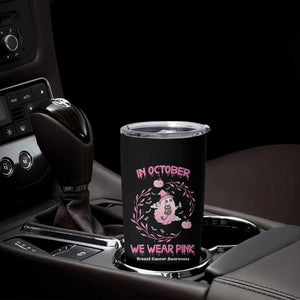 Breast Cancer Halloween Tumbler Cup In October Ghost Wear Pink Black Cat - Print Your Wear