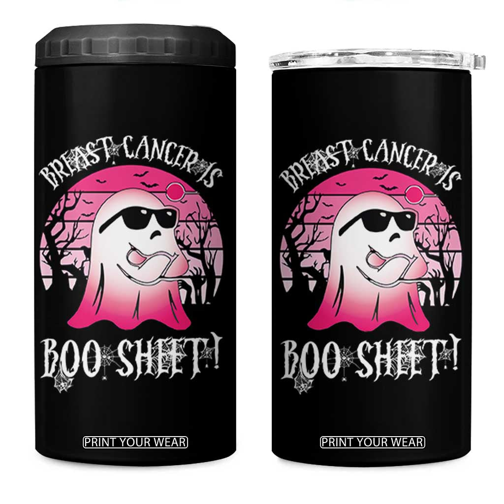Breast Cancer Is Boo Sheet 4 in 1 Can Cooler Tumbler In October Ghost Wear Pink TS10 One Size: 16 oz Black Print Your Wear