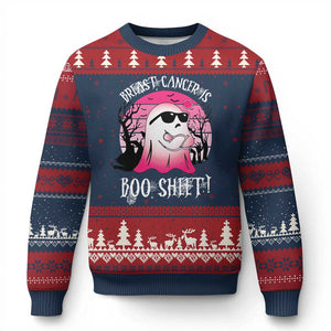 Breast Cancer Is Boo Sheet Ugly Christmas Sweater In October Ghost Wear Pink - Print Your Wear