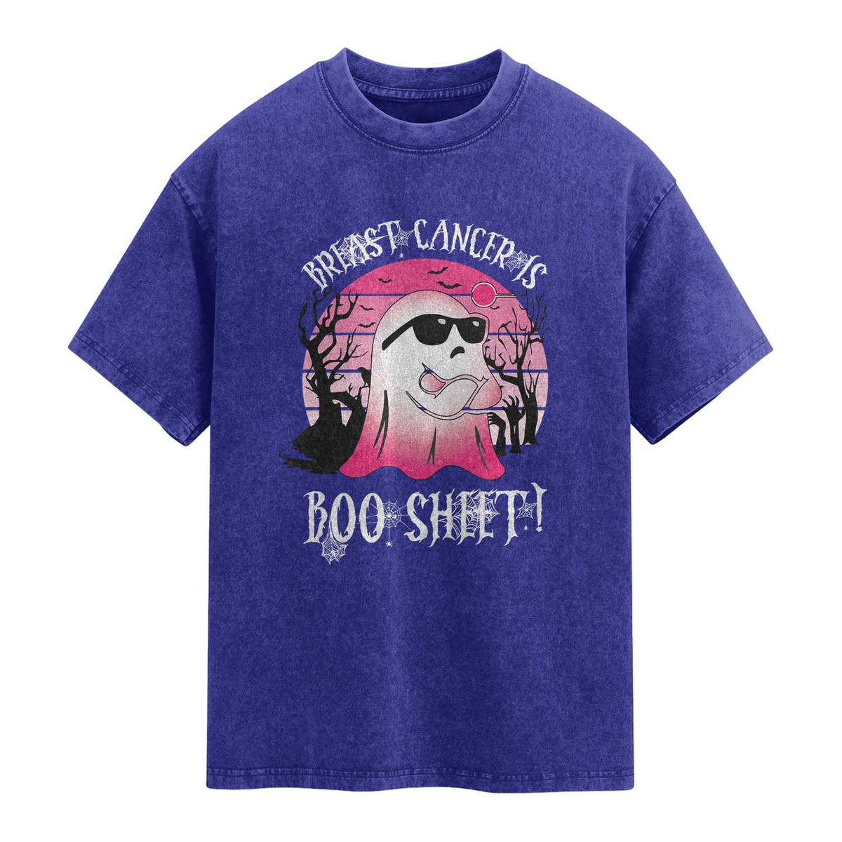 Breast Cancer Is Boo Sheet Washed Cotton T-Shirt In October Ghost Wear Pink