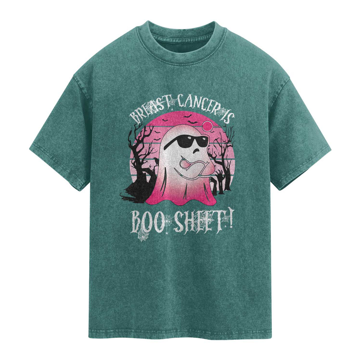 Breast Cancer Is Boo Sheet Washed Cotton T-Shirt In October Ghost Wear Pink