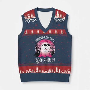 Breast Cancer Is Boo Sheet V-Neck Knit Sweater Vest In October Ghost Wear Pink TS10 Navy Red Print Your Wear