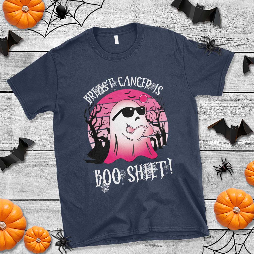 Breast Cancer Is Boo Sheet T Shirt In October Ghost Wear Pink TS10 Navy Print Your Wear