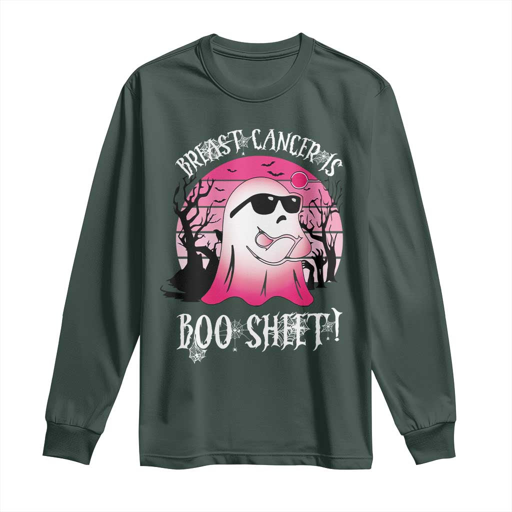 Breast Cancer Is Boo Sheet Long Sleeve Shirt In October Ghost Wear Pink TS10 Dark Forest Green Print Your Wear