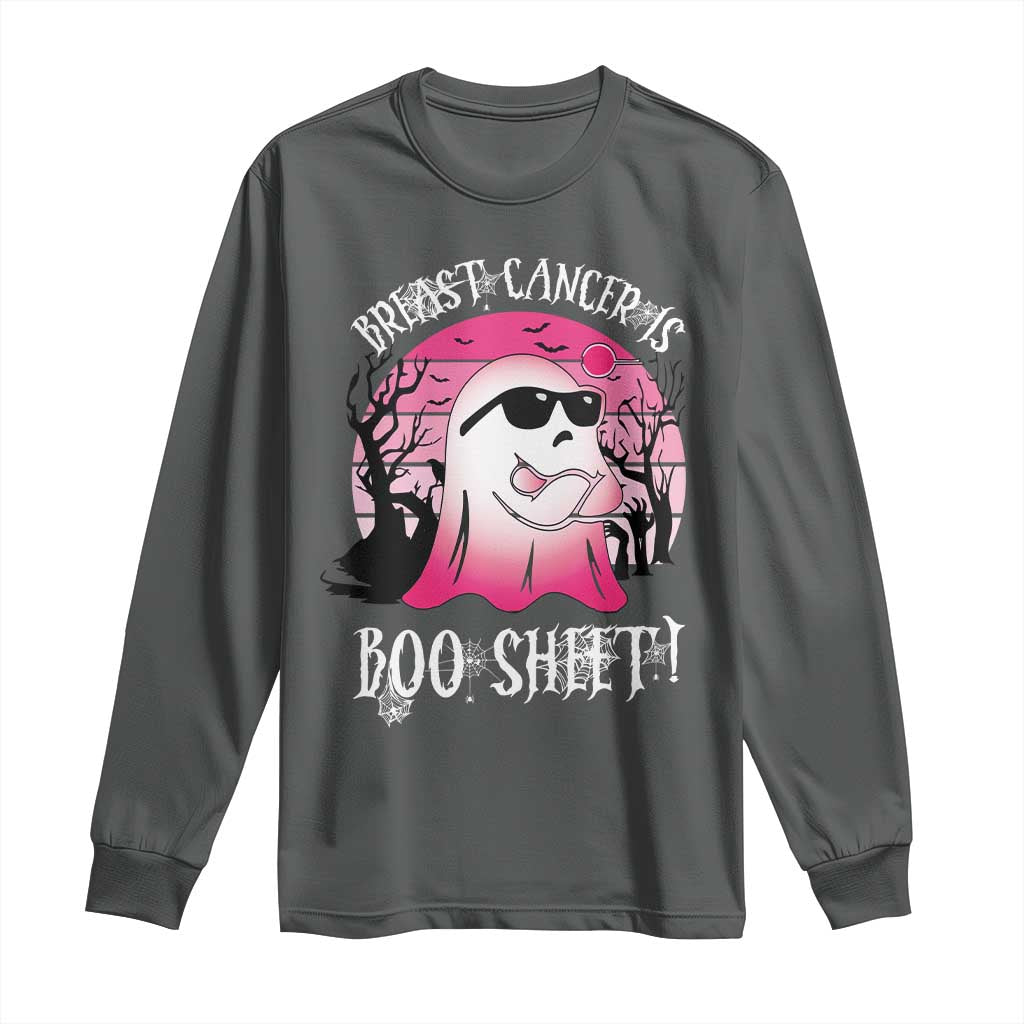 Breast Cancer Is Boo Sheet Long Sleeve Shirt In October Ghost Wear Pink TS10 Dark Heather Print Your Wear