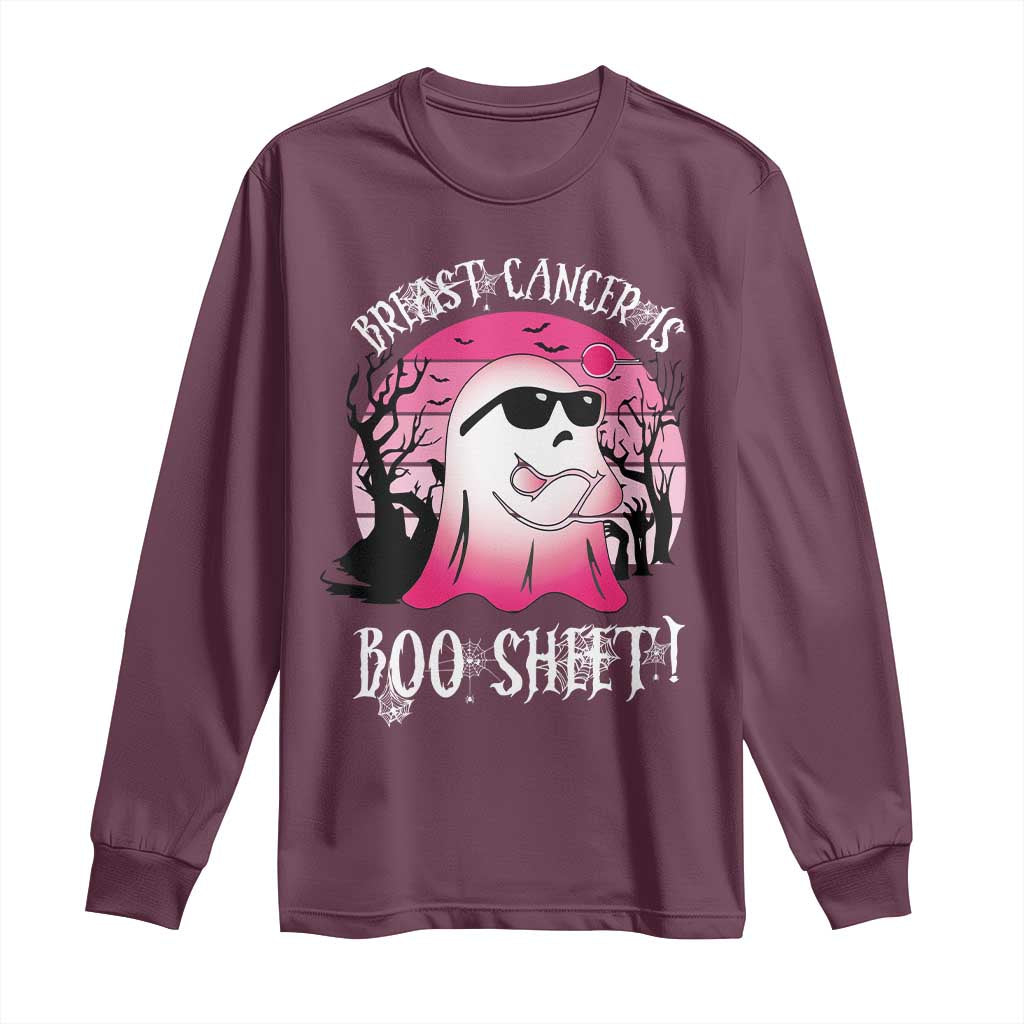 Breast Cancer Is Boo Sheet Long Sleeve Shirt In October Ghost Wear Pink TS10 Maroon Print Your Wear