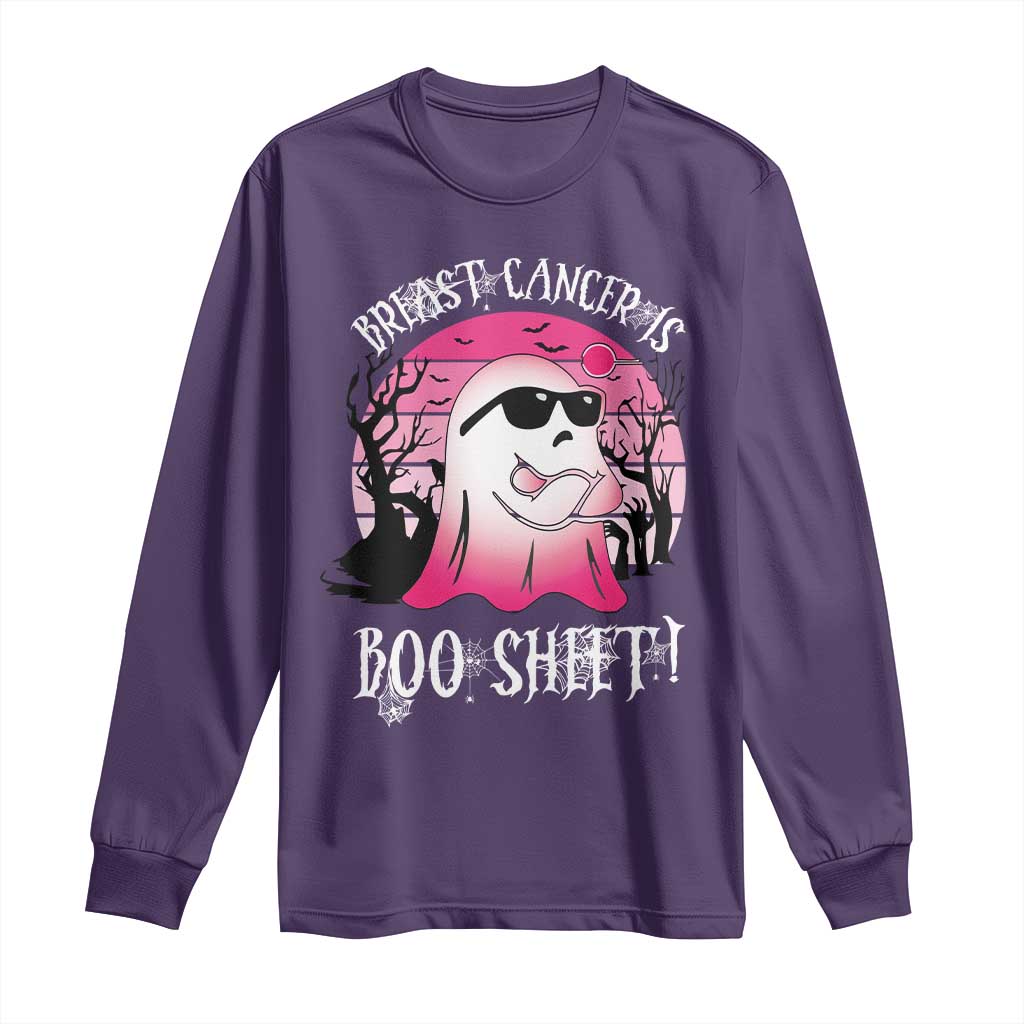 Breast Cancer Is Boo Sheet Long Sleeve Shirt In October Ghost Wear Pink TS10 Purple Print Your Wear