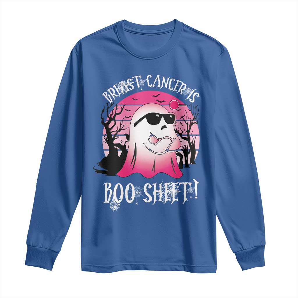 Breast Cancer Is Boo Sheet Long Sleeve Shirt In October Ghost Wear Pink TS10 Royal Blue Print Your Wear