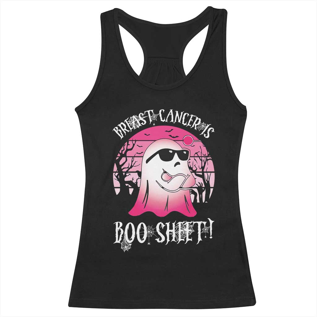 Breast Cancer Is Boo Sheet Racerback Tank Top In October Ghost Wear Pink - Print Your Wear