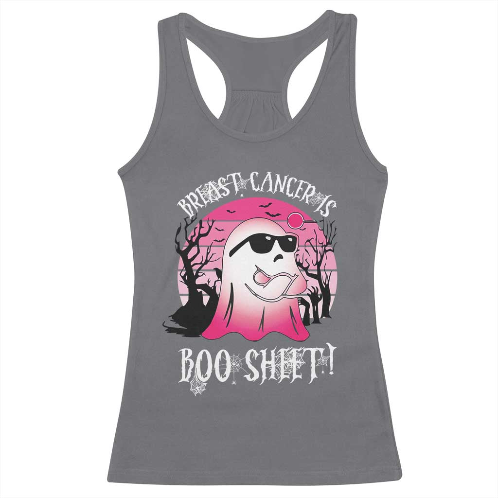 Breast Cancer Is Boo Sheet Racerback Tank Top In October Ghost Wear Pink TS10 Charcoal Print Your Wear