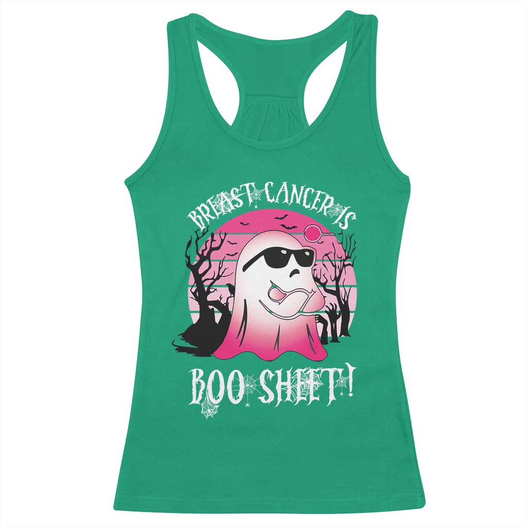 Breast Cancer Is Boo Sheet Racerback Tank Top In October Ghost Wear Pink TS10 Irish Green Print Your Wear