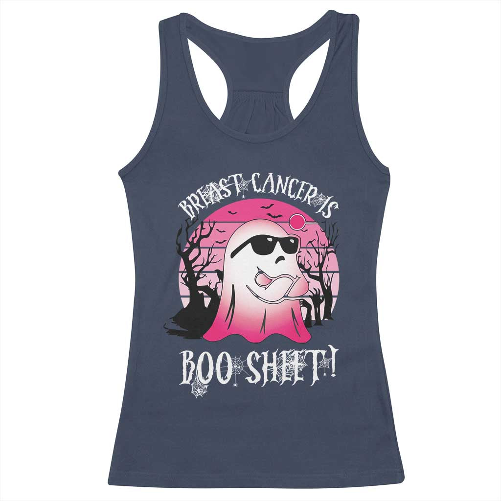 Breast Cancer Is Boo Sheet Racerback Tank Top In October Ghost Wear Pink TS10 Navy Print Your Wear