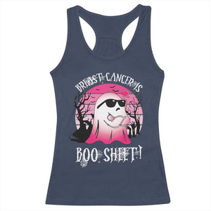 Breast Cancer Is Boo Sheet Racerback Tank Top In October Ghost Wear Pink TS10 Navy Print Your Wear