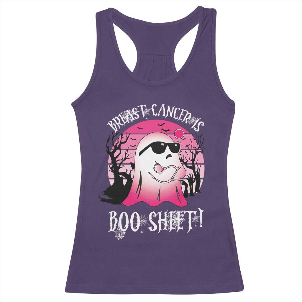 Breast Cancer Is Boo Sheet Racerback Tank Top In October Ghost Wear Pink TS10 Purple Print Your Wear
