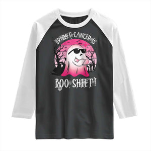 Breast Cancer Is Boo Sheet Raglan Shirt In October Ghost Wear Pink TS10 Black White Print Your Wear