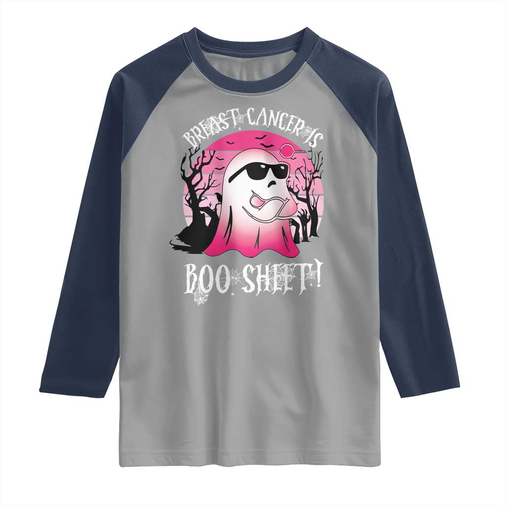 Breast Cancer Is Boo Sheet Raglan Shirt In October Ghost Wear Pink TS10 Sport Gray Navy Print Your Wear