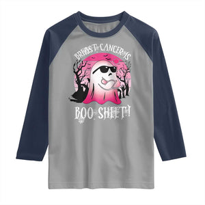 Breast Cancer Is Boo Sheet Raglan Shirt In October Ghost Wear Pink TS10 Sport Gray Navy Print Your Wear